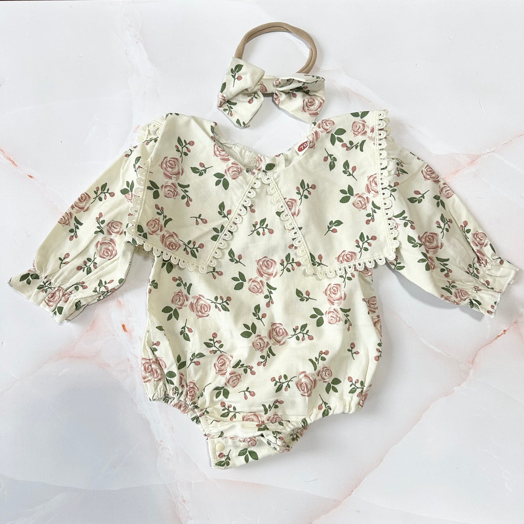 Vintage Floral Romper + Headband