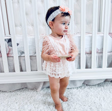 Load image into Gallery viewer, Lillian Feather Romper + headband
