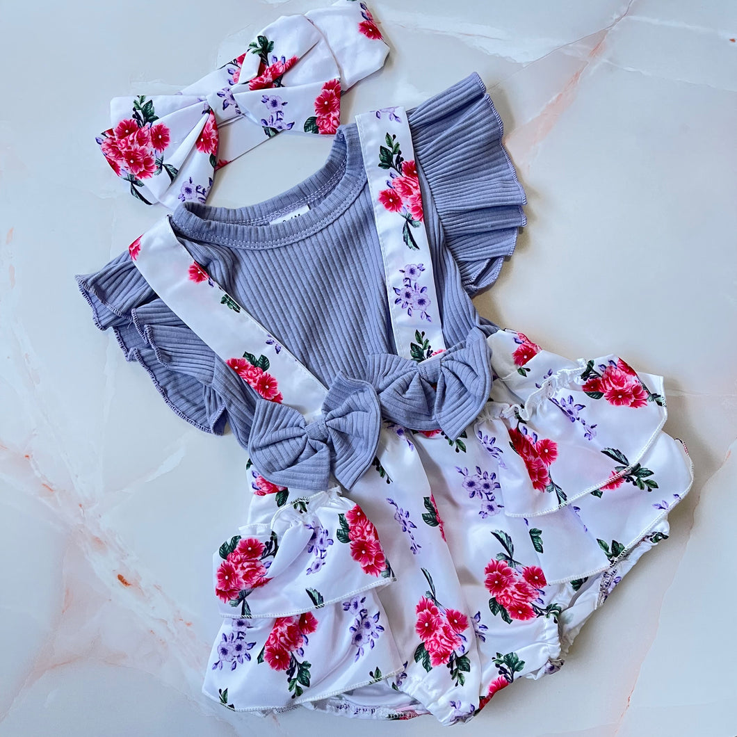Lavender Grey Romper + Headband