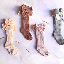 Load image into Gallery viewer, Velvet Bow Knee High Socks
