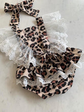 Load image into Gallery viewer, Animal Print Lace Romper &amp; Headband
