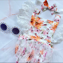 Load image into Gallery viewer, Floral Lace Romper + Headband
