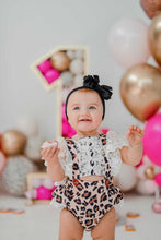 Load image into Gallery viewer, Animal Print Lace Romper &amp; Headband

