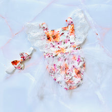 Load image into Gallery viewer, Floral Lace Romper + Headband
